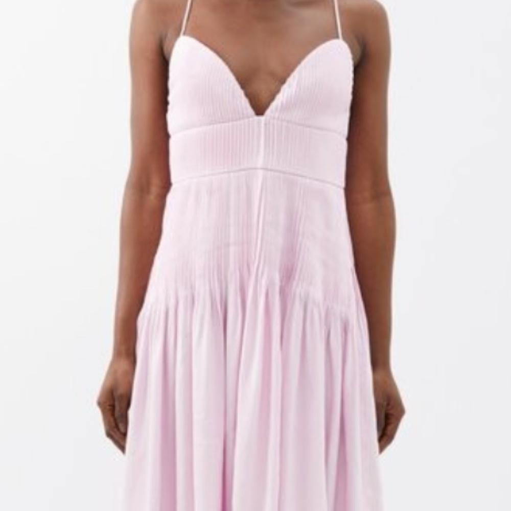 Clea Cameron pintucked linen-blend midi dress